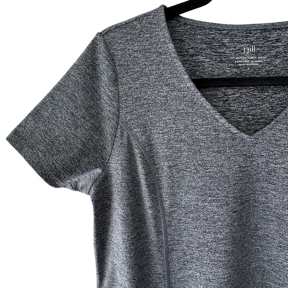 J JILL | NWOT FIT MARLED V-NECK DRESS BLACK & GRAY POCKETS | SMALL - Picture 3 of 13